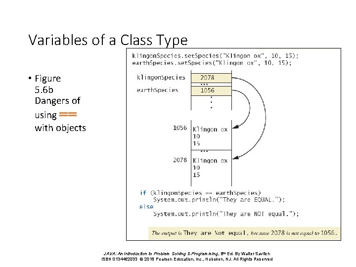 Variables of a Class Type • Figure 5. 6 b Dangers of using == Variables of a Class Type • Figure 5. 6 b Dangers of using ==