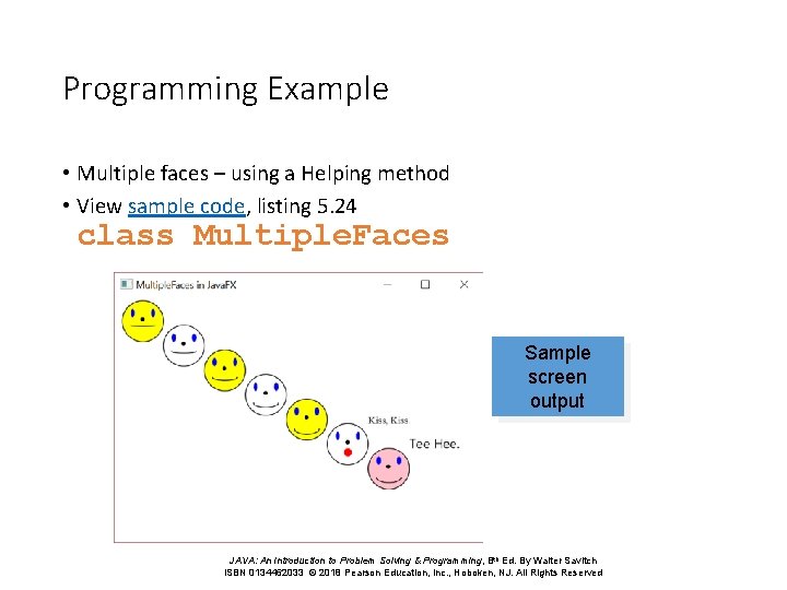 Programming Example • Multiple faces – using a Helping method • View sample code, Programming Example • Multiple faces – using a Helping method • View sample code,