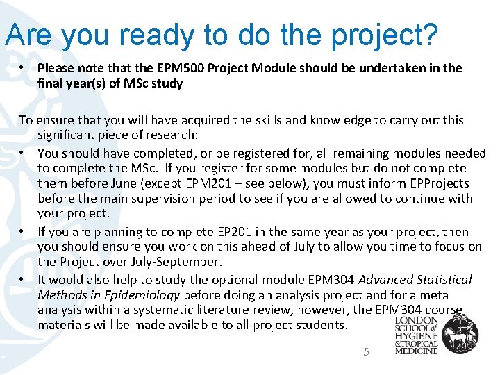 Are you ready to do the project? • Please note that the EPM 500