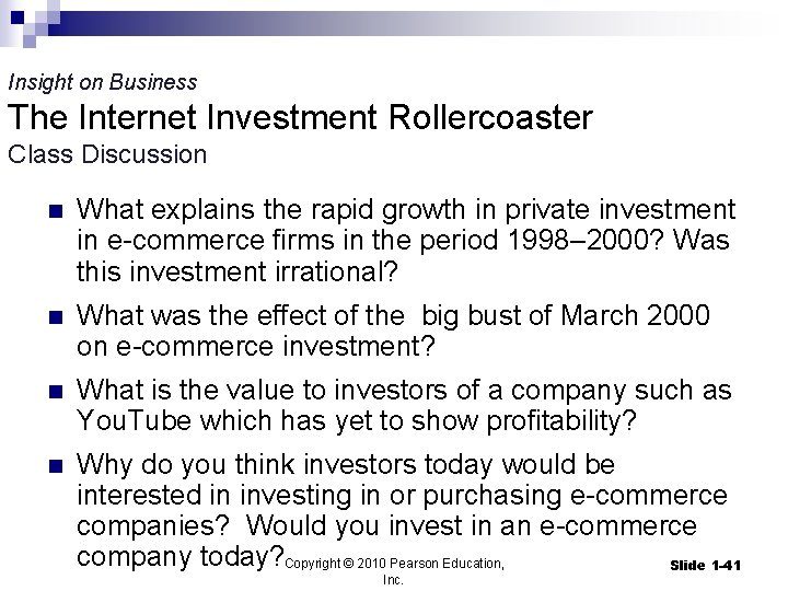 Insight on Business The Internet Investment Rollercoaster Class Discussion n What explains the rapid