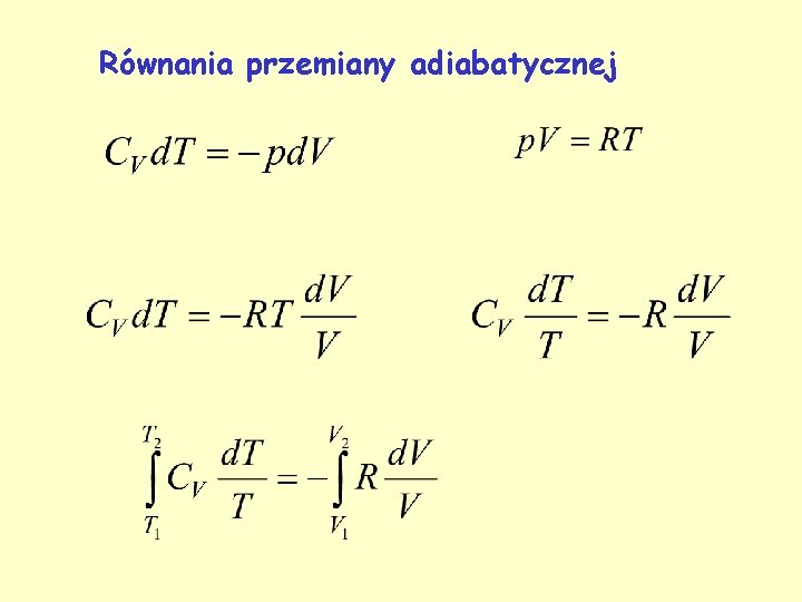 Równania przemiany adiabatycznej 