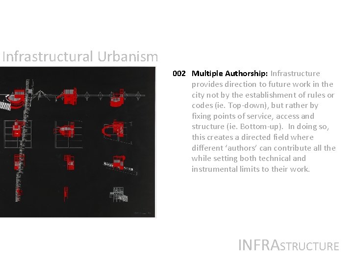 Infrastructural Urbanism 002 Multiple Authorship: Infrastructure provides direction to future work in the city Infrastructural Urbanism 002 Multiple Authorship: Infrastructure provides direction to future work in the city