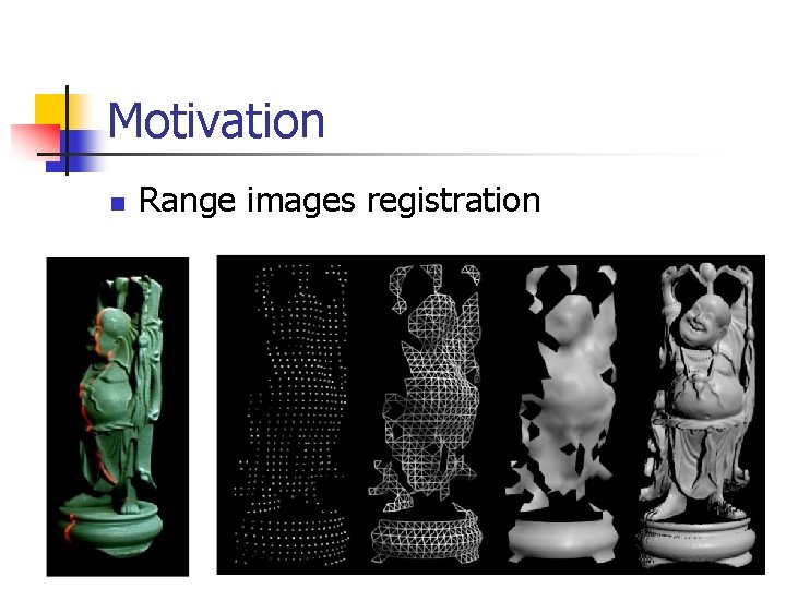 Motivation n Range images registration 