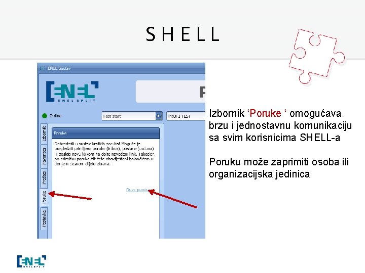 SHELL Izbornik ‘Poruke ‘ omogućava brzu i jednostavnu komunikaciju sa svim korisnicima SHELL-a Poruku