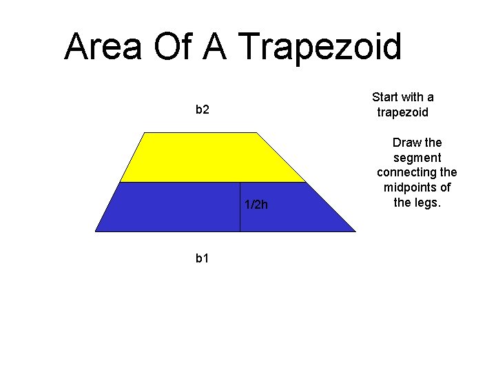 Area Of A Trapezoid Start with a trapezoid b 2 h 1/2 h b