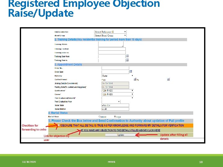 Registered Employee Objection Raise/Update 11/28/2020 HRMIS 10 