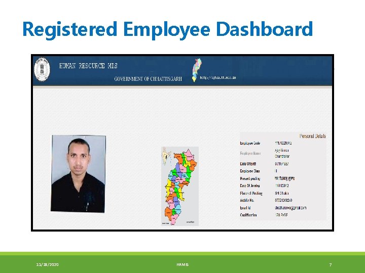 Registered Employee Dashboard 11/28/2020 HRMIS 7 