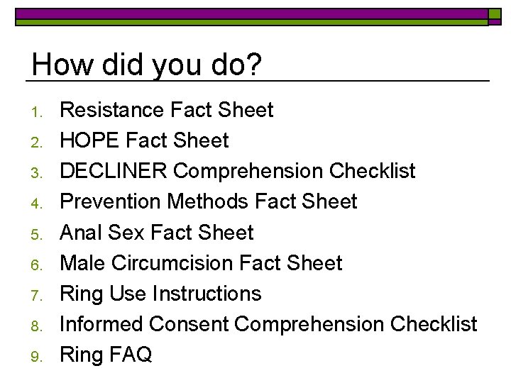 How did you do? 1. 2. 3. 4. 5. 6. 7. 8. 9. Resistance