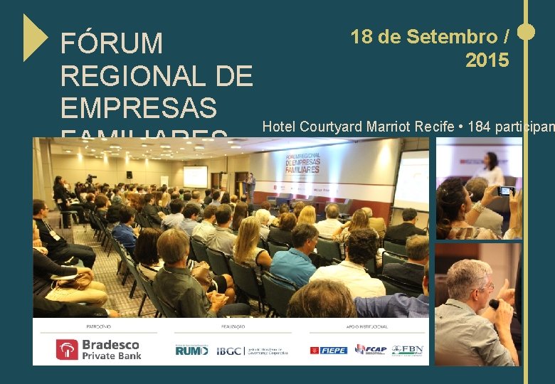 18 de Setembro / FÓRUM 2015 REGIONAL DE EMPRESAS Hotel Courtyard Marriot Recife •