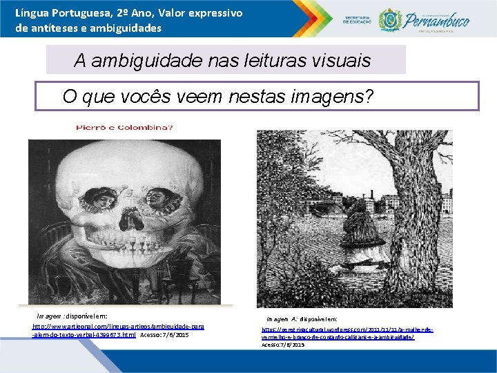 Língua Portuguesa, 2º Ano, Valor expressivo de antíteses e ambiguidades A ambiguidade nas leituras