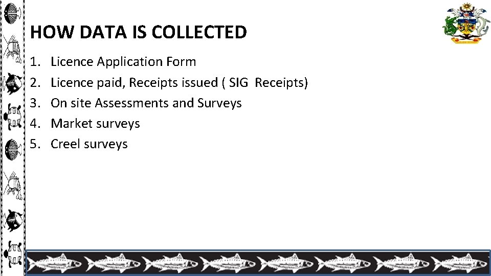 HOW DATA IS COLLECTED 1. 2. 3. 4. 5. Licence Application Form Licence paid,