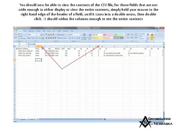 You should now be able to view the contents of the CSV file, for