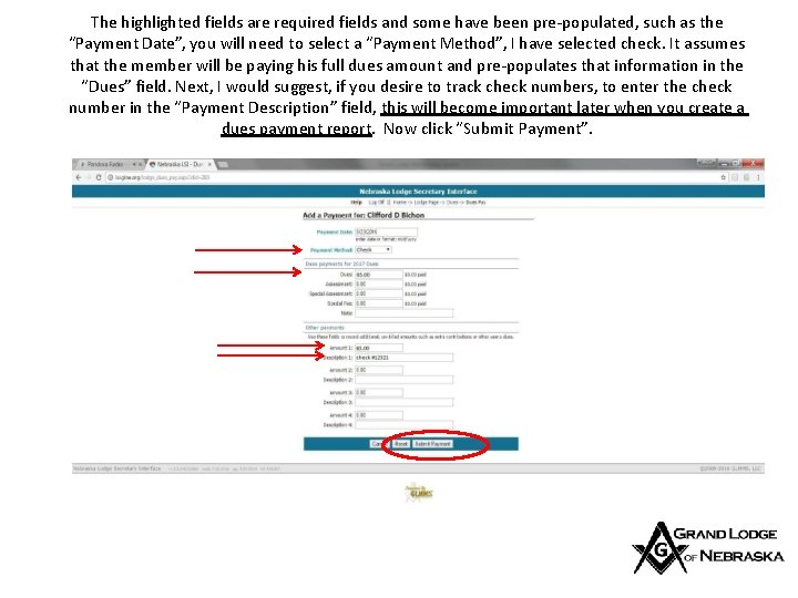 The highlighted fields are required fields and some have been pre-populated, such as the