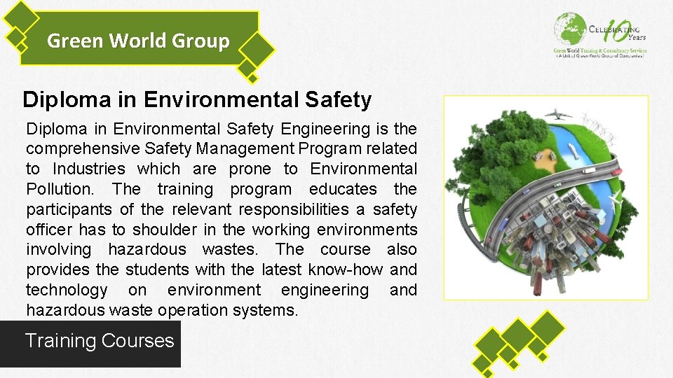 Green World Group Diploma in Environmental Safety Engineering is the comprehensive Safety Management Program