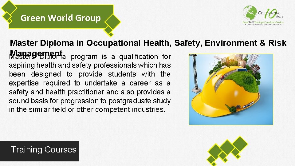 Green World Group Master Diploma in Occupational Health, Safety, Environment & Risk Management Masters