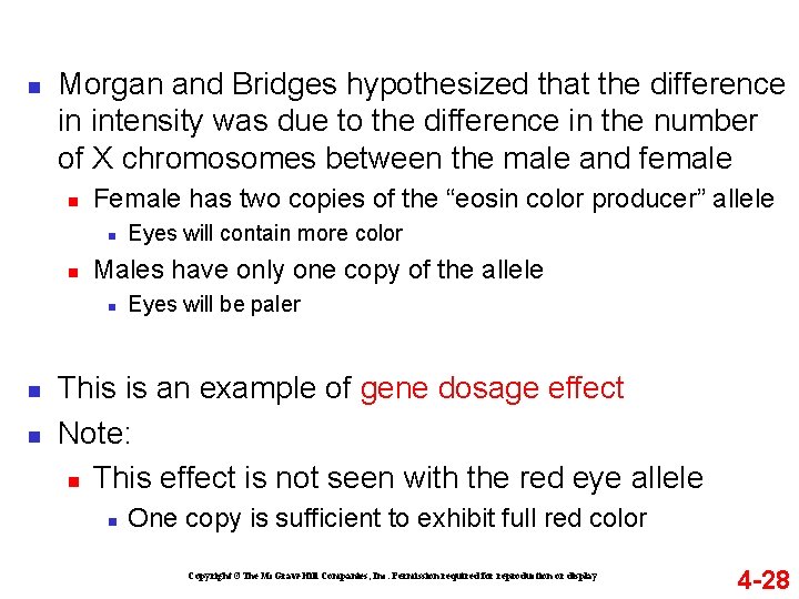 n Morgan and Bridges hypothesized that the difference in intensity was due to the