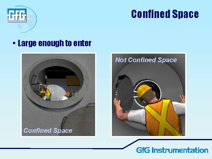 Confined Space • Large enough to enter Not Confined Space Confined Space • Large enough to enter Not Confined Space