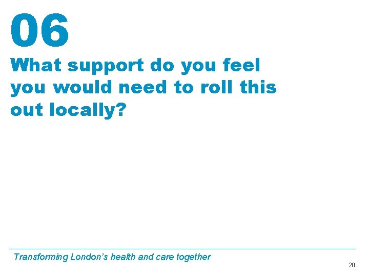06 What support do you feel you would need to roll this out locally?