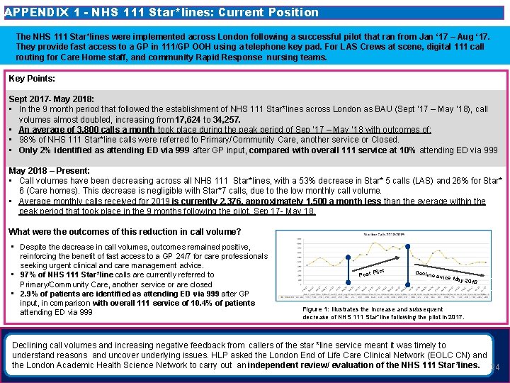 APPENDIX 1 - NHS 111 Star*lines: Current Position The NHS 111 Star*lines were implemented