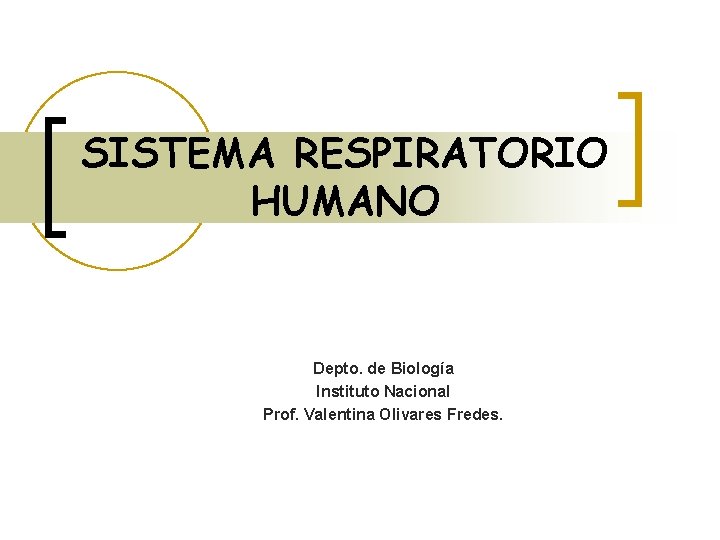 SISTEMA RESPIRATORIO HUMANO Depto. de Biología Instituto Nacional Prof. Valentina Olivares Fredes. 