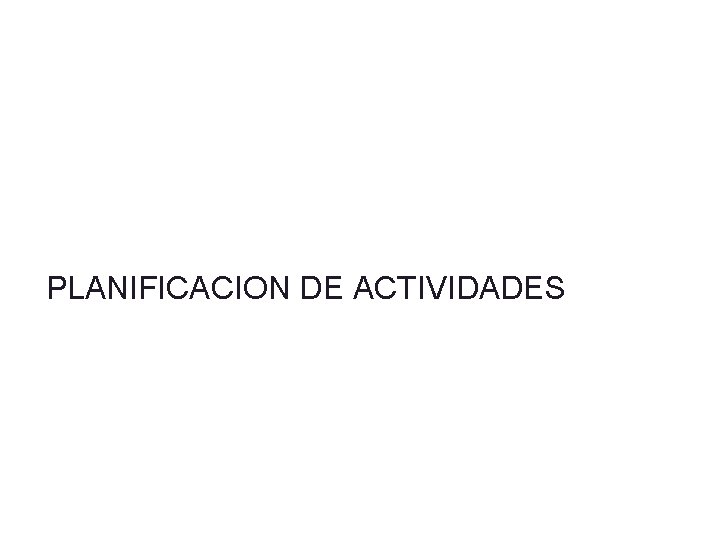 PLANIFICACION DE ACTIVIDADES 