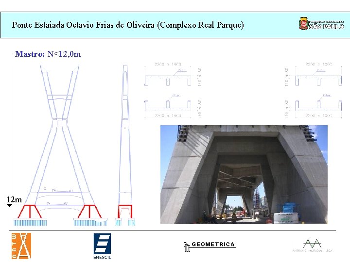 Ponte Estaiada Octavio Frias de Oliveira (Complexo Real Parque) Mastro: N<12, 0 m 12 Ponte Estaiada Octavio Frias de Oliveira (Complexo Real Parque) Mastro: N<12, 0 m 12