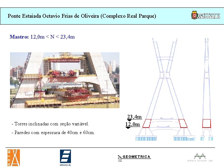 Ponte Estaiada Octavio Frias de Oliveira (Complexo Real Parque) Mastro: 12, 0 m < Ponte Estaiada Octavio Frias de Oliveira (Complexo Real Parque) Mastro: 12, 0 m <