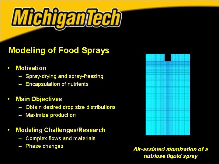 Modeling of Food Sprays • Motivation – Spray-drying and spray-freezing – Encapsulation of nutrients Modeling of Food Sprays • Motivation – Spray-drying and spray-freezing – Encapsulation of nutrients