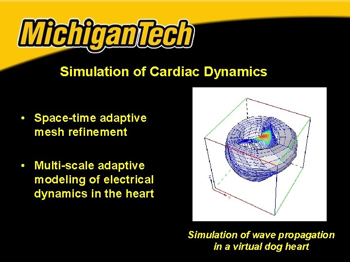 Simulation of Cardiac Dynamics • Space-time adaptive mesh refinement • Multi-scale adaptive modeling of Simulation of Cardiac Dynamics • Space-time adaptive mesh refinement • Multi-scale adaptive modeling of