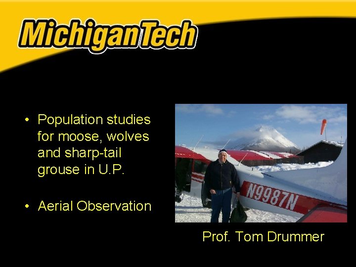 • Population studies for moose, wolves and sharp-tail grouse in U. P. • • Population studies for moose, wolves and sharp-tail grouse in U. P. •