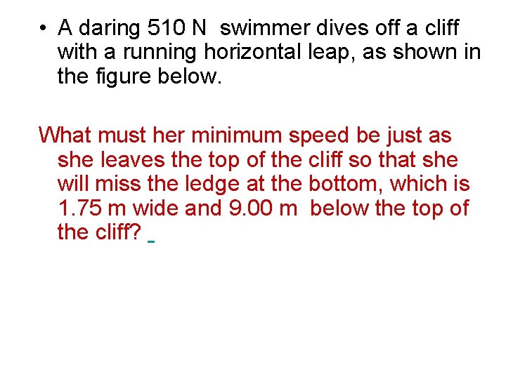  • A daring 510 N swimmer dives off a cliff with a running