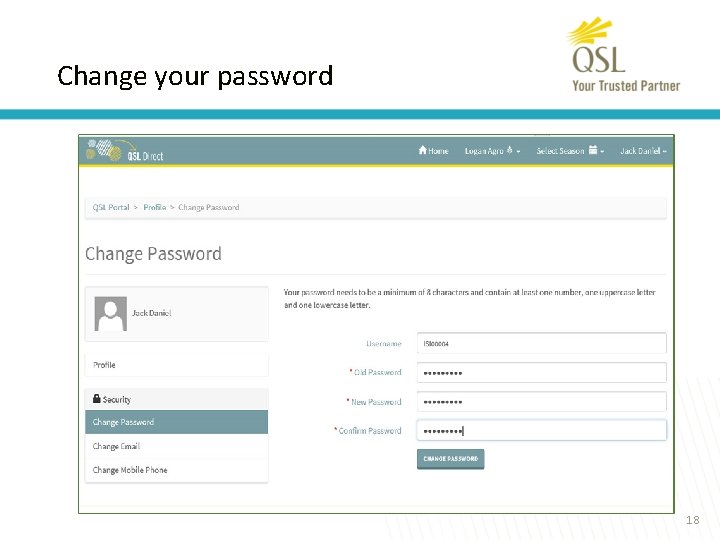 Change your password 18 