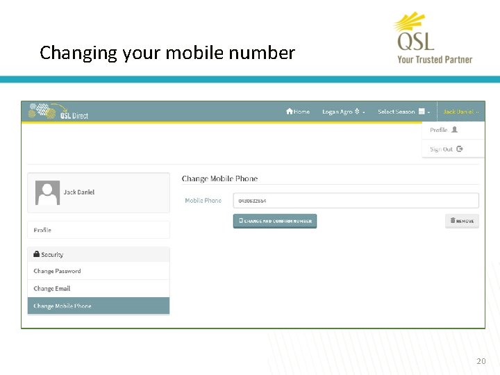 Changing your mobile number 20 