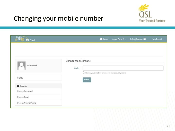 Changing your mobile number 21 