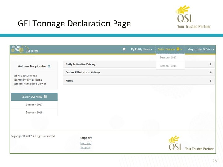 GEI Tonnage Declaration Page 23 