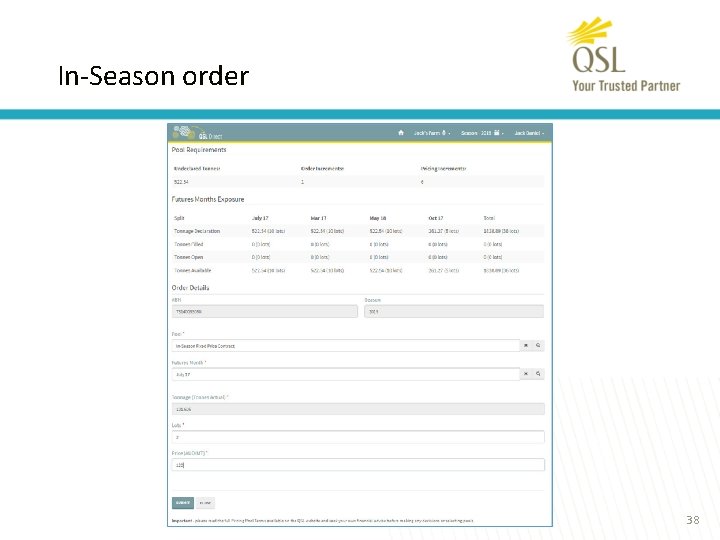 In-Season order 38 