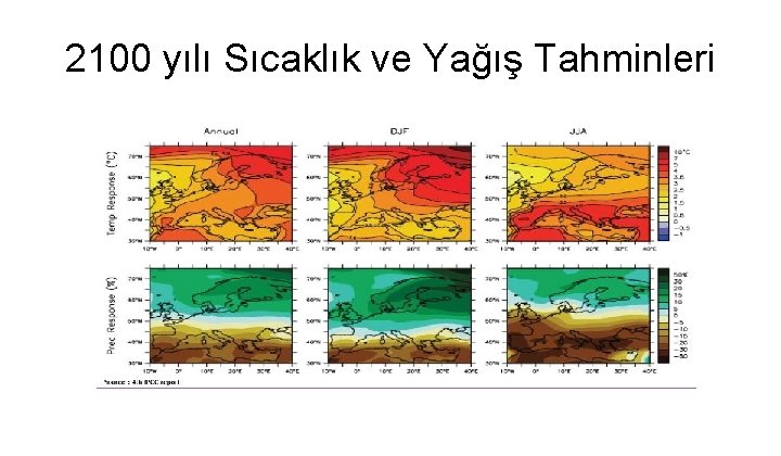 2100 yılı Sıcaklık ve Yağış Tahminleri 