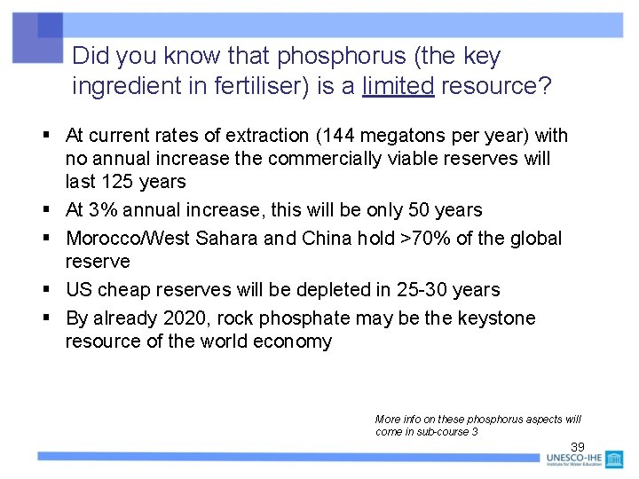 Did you know that phosphorus (the key ingredient in fertiliser) is a limited resource?