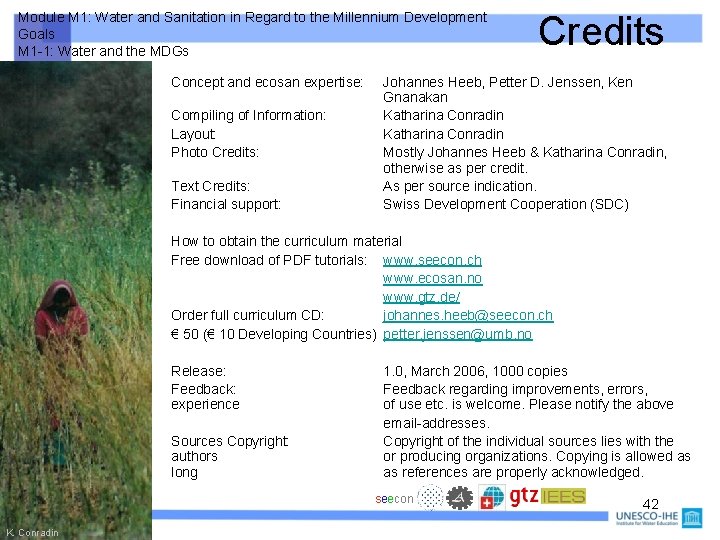 Module M 1: Water and Sanitation in Regard to the Millennium Development Goals M