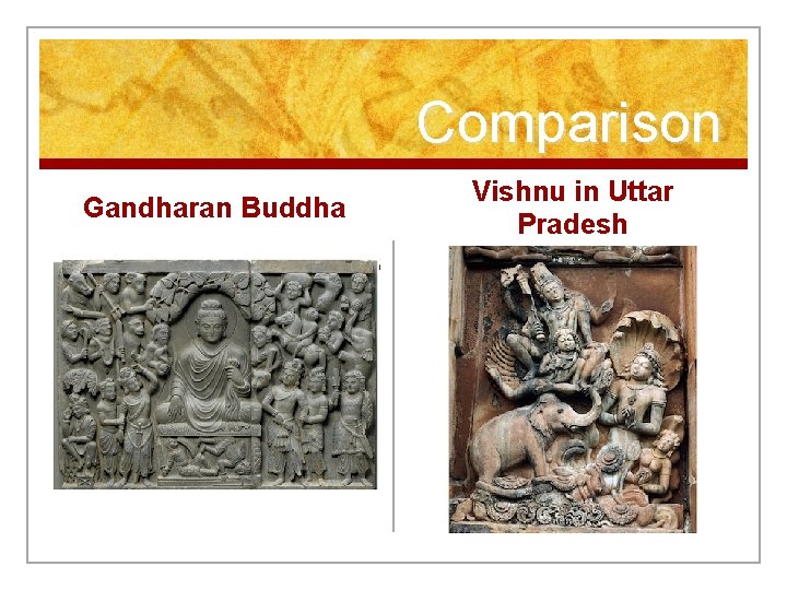 Comparison Gandharan Buddha Vishnu in Uttar Pradesh 