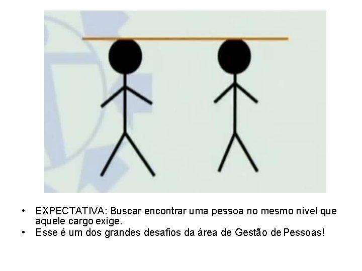  • EXPECTATIVA: Buscar encontrar uma pessoa no mesmo nível que aquele cargo exige.