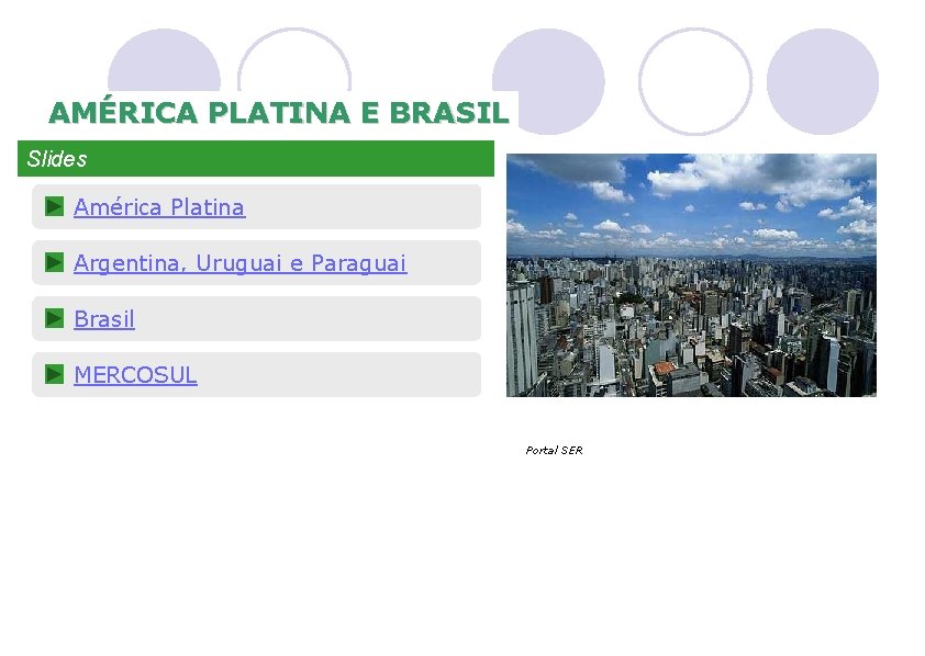 AMÉRICA PLATINA E BRASIL Slides América Platina Argentina, Uruguai e Paraguai Brasil MERCOSUL Portal