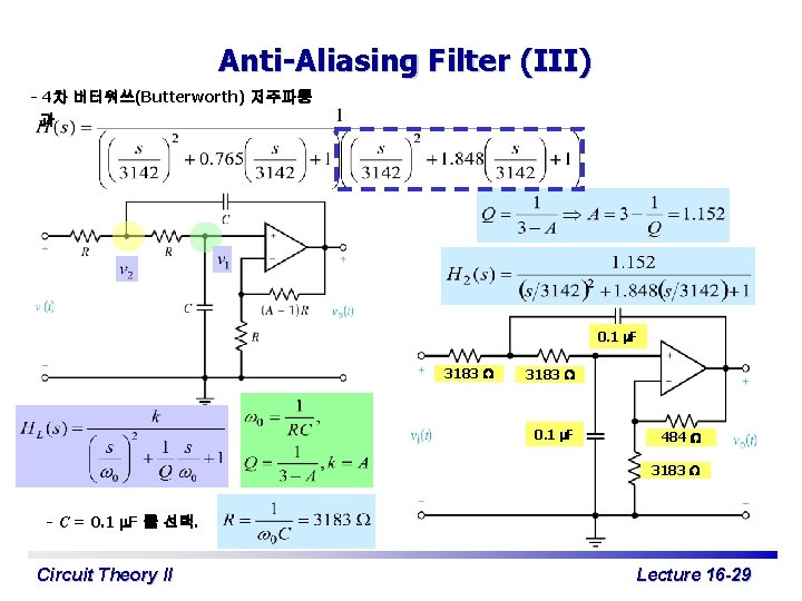 Anti-Aliasing Filter (III) - 4차 버터워쓰(Butterworth) 저주파통 과 0. 1 m. F 3183 W