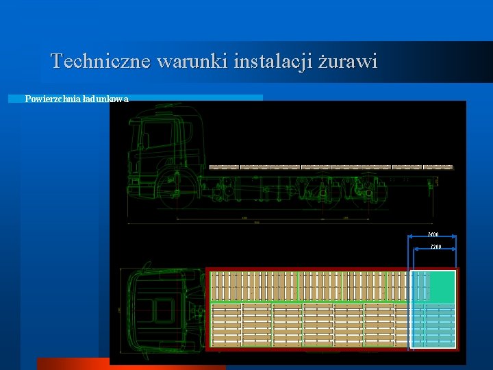Techniczne warunki instalacji żurawi Powierzchnia ładunkowa 1400 1200 