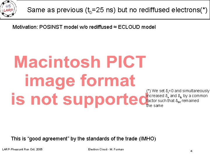 Same as previous (tb=25 ns) but no rediffused electrons(*) Motivation: POSINST model w/o rediffused