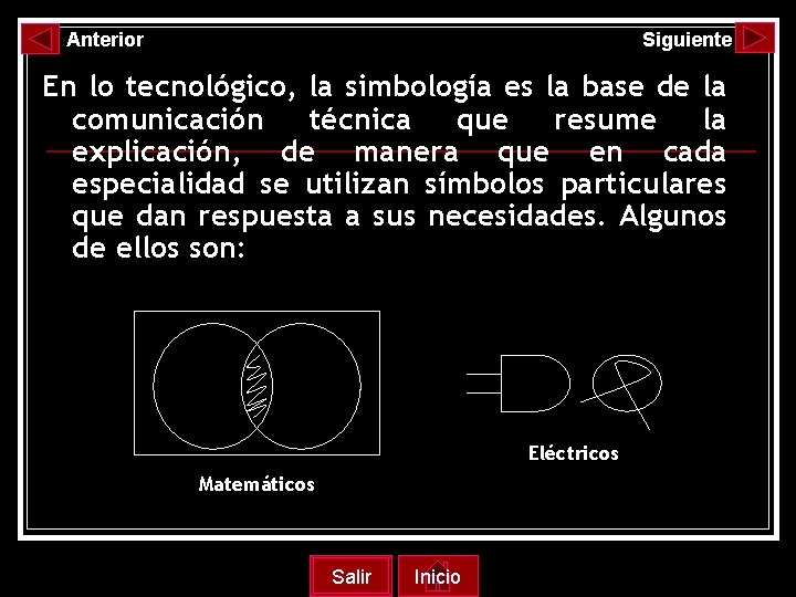 Anterior Siguiente En lo tecnológico, la simbología es la base de la comunicación técnica