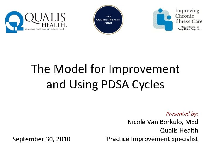 The Model for Improvement and Using PDSA Cycles Presented by: September 30, 2010 Nicole