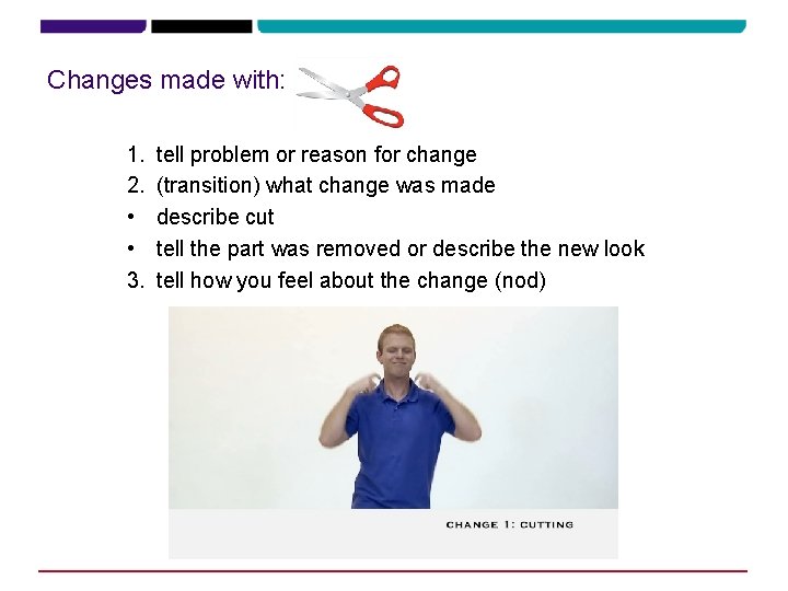 Changes made with: 1. 2. • • 3. tell problem or reason for change