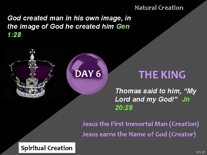 Natural Creation God created man in his own image, in the image of God