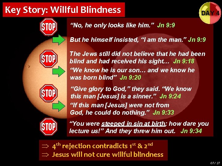 Key Story: Willful Blindness DAY 4 “No, he only looks like him. ” Jn